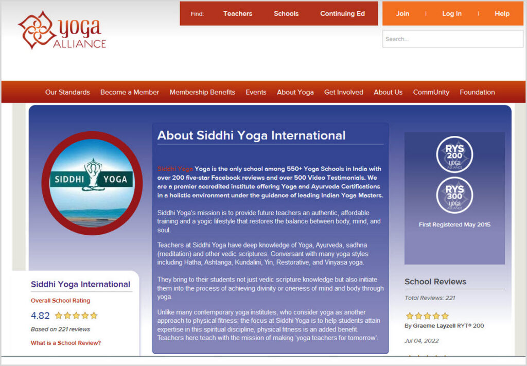 Scuola di Yoga registrata