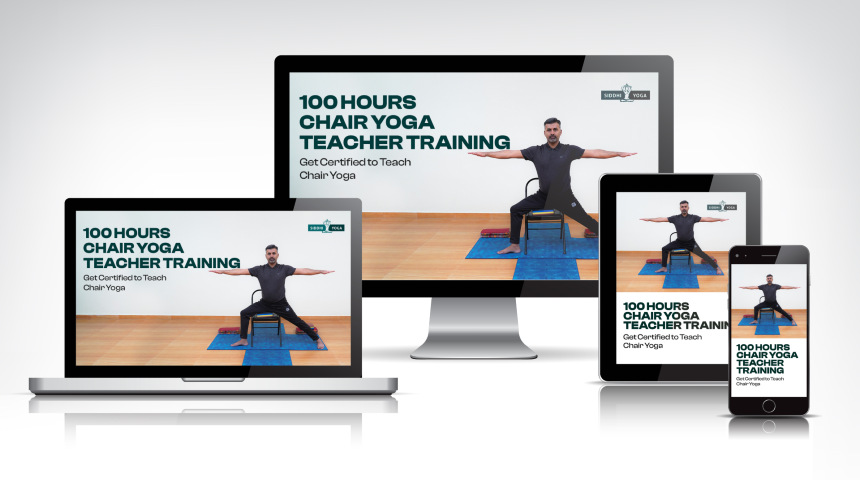 100 horas de treinamento para professores de ioga de cadeira