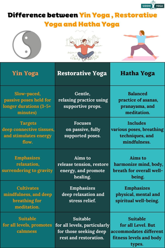 yin yoga vs restorative hatha and other types