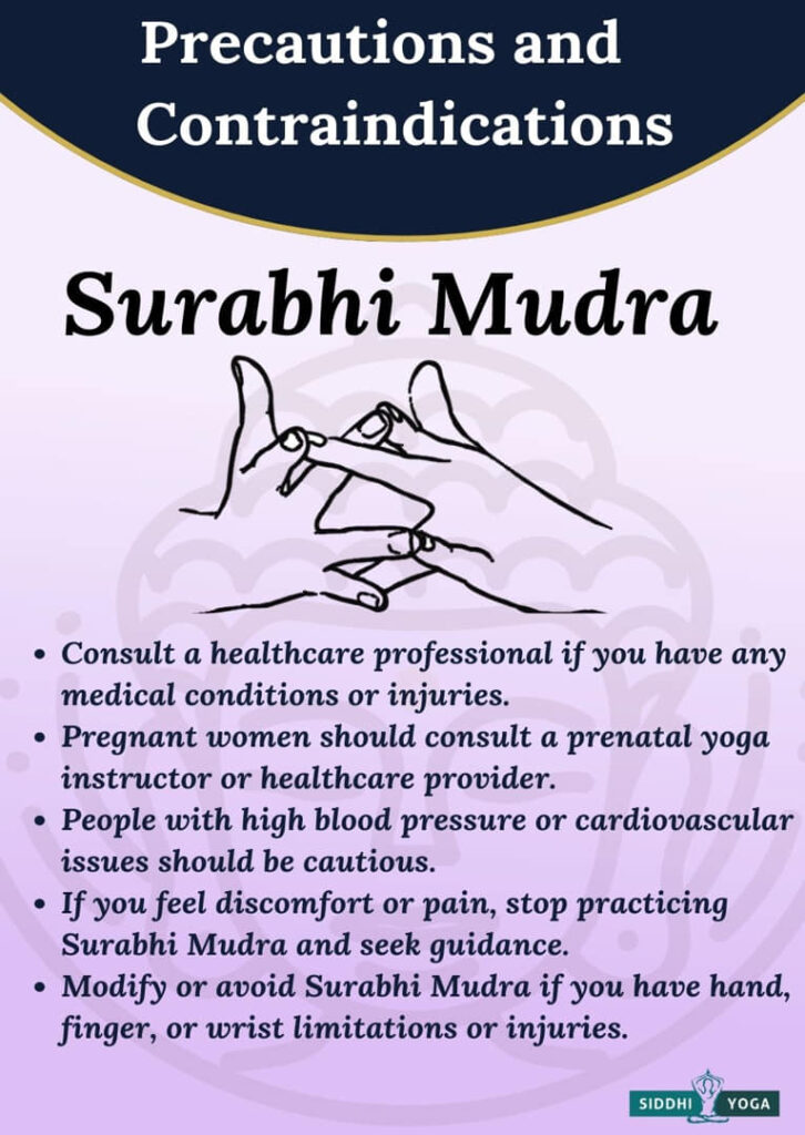 surabhi mudra precautions